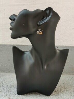 Vintage 925 Tiger’s Eye & Dark Gray Stone Earrings